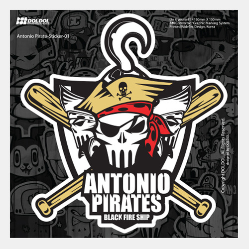 [그래피커] 3-Antonio-Pirate-Sticker-01 야구 해적 안토니오 파이럿츠 스노우보드 헬멧 여행가방 자동차 자전거 오토바이 노트북 캐릭터 스티커 스킨 