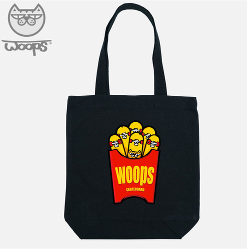 [돌돌] WOOPS-canvas-bag-09 스케이트보드 타는 고양이 웁스 캐릭터 디자인 캔버스백 가방 