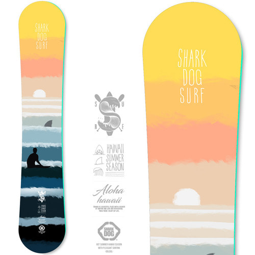 [돌돌] Shark DOG_DECK_25 샤크독 서프 하와이 캐릭터 그래픽 디자인 스노우보드 데크 튜닝 스티커 스킨  